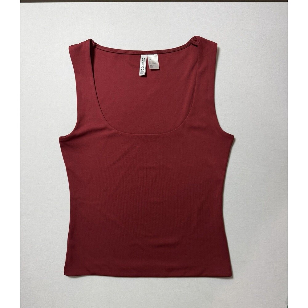 Divided H&M Tank Women’s Burgundy Sleeveless Scoop Neck Basic Tank Size Small